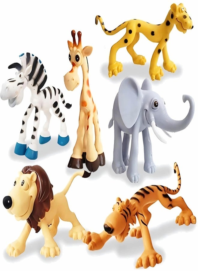 CLAPONE Animals Figure 6 Piece Mini Jungle Toys Set Animal Figurines Mini Animals Safari Animals Figures Zoo Animals Toy Toddler Toys Safari Realistic (Multicolor Random Colours, Animal 6Pc) - Image 1